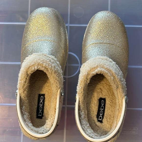 BEBE croc slides. Size 9. NEW, unworn. Gold glitter color. - Picture 1 of 8